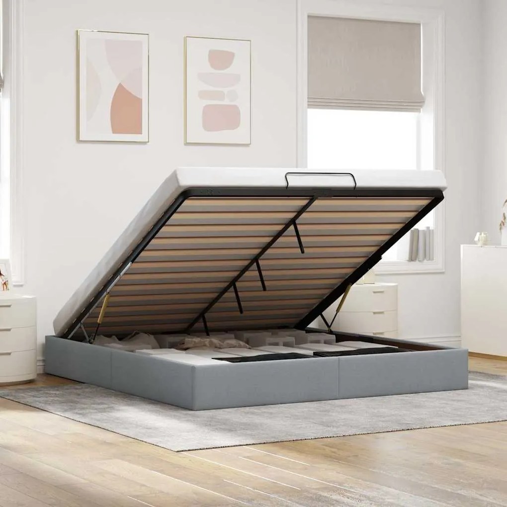 vidaXL Estrutura de cama otomana sem colchão 180x200 cm cinzento-claro