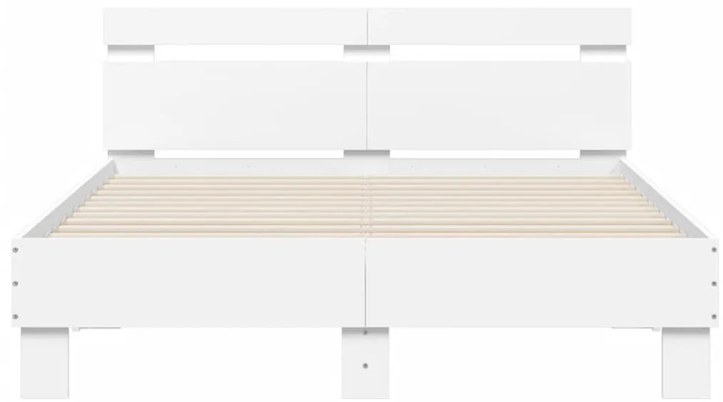 Estrutura de cama com cabeceira e luzes LED 120x190 cm branco