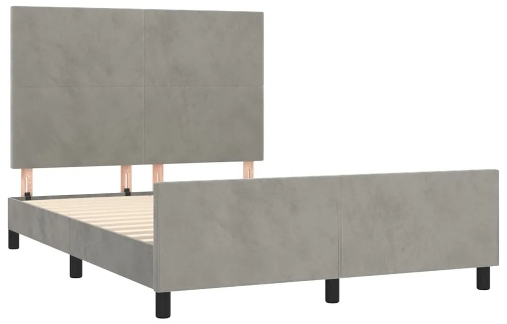 Estrutura de cama sem colchão 140x190 cm veludo cinzento-claro
