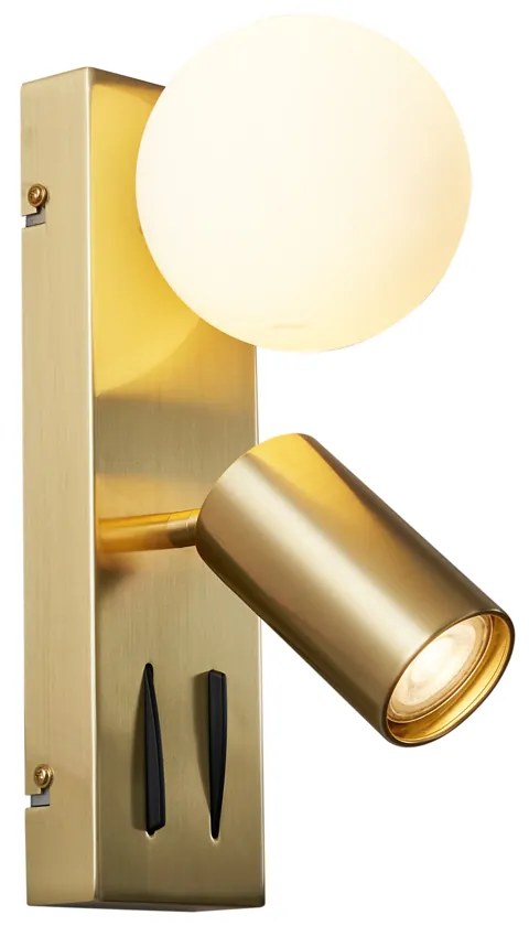 Candeeiro de Parede Moderno em Latão com 2 Luzes Ajustável com Porta USB-C - Lesly