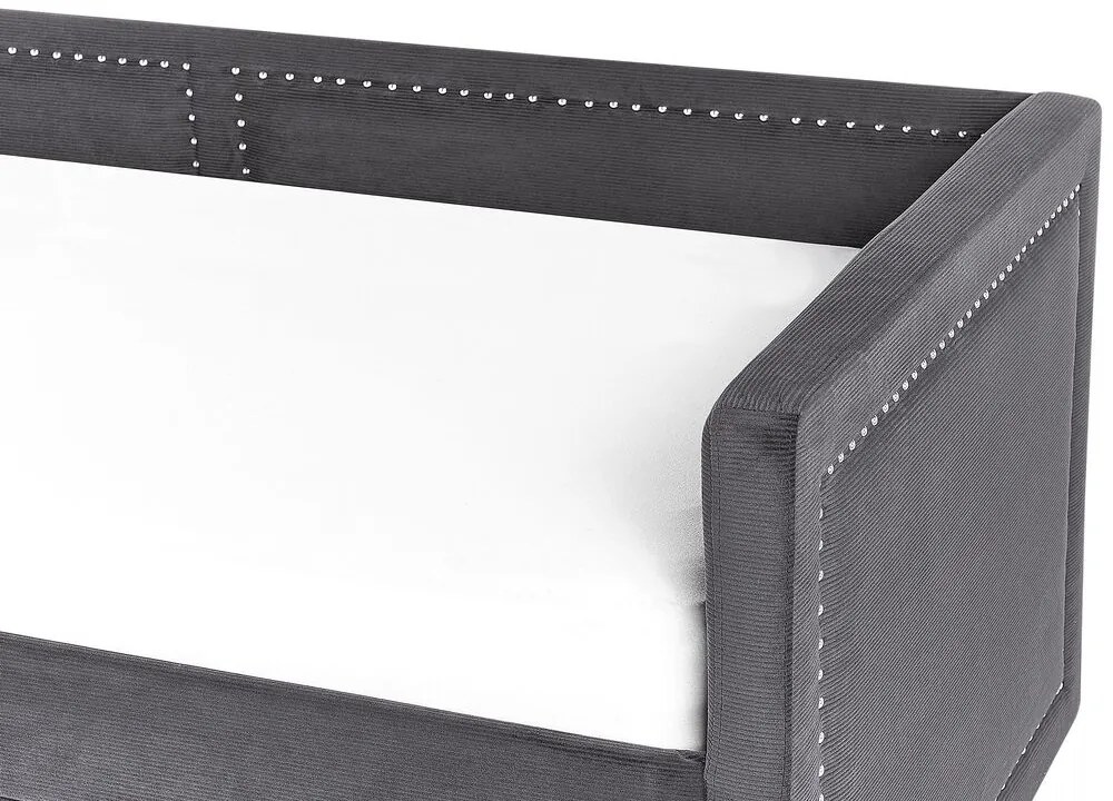 Cama dupla em bombazine cinzento escuro 90 x 200 cm MIMIZAN Beliani