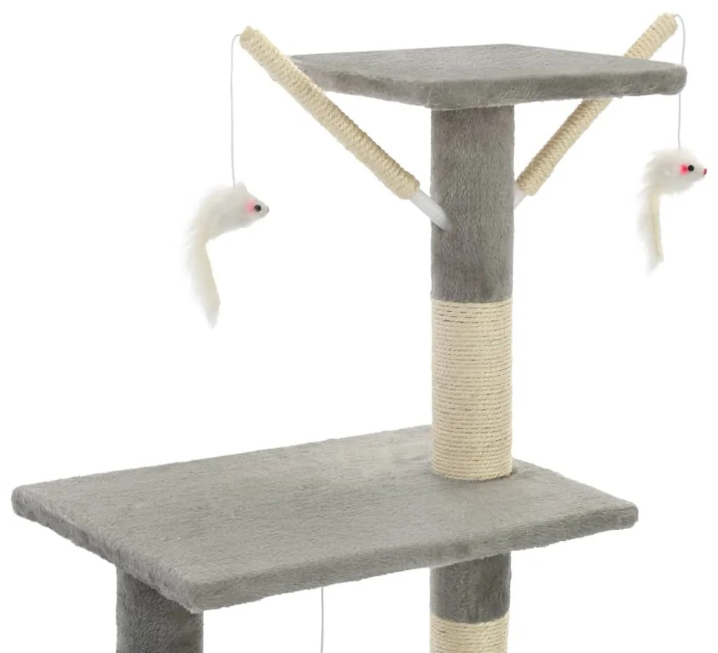 Árvore para gatos c/ postes arranhadores sisal 138 cm cinzento