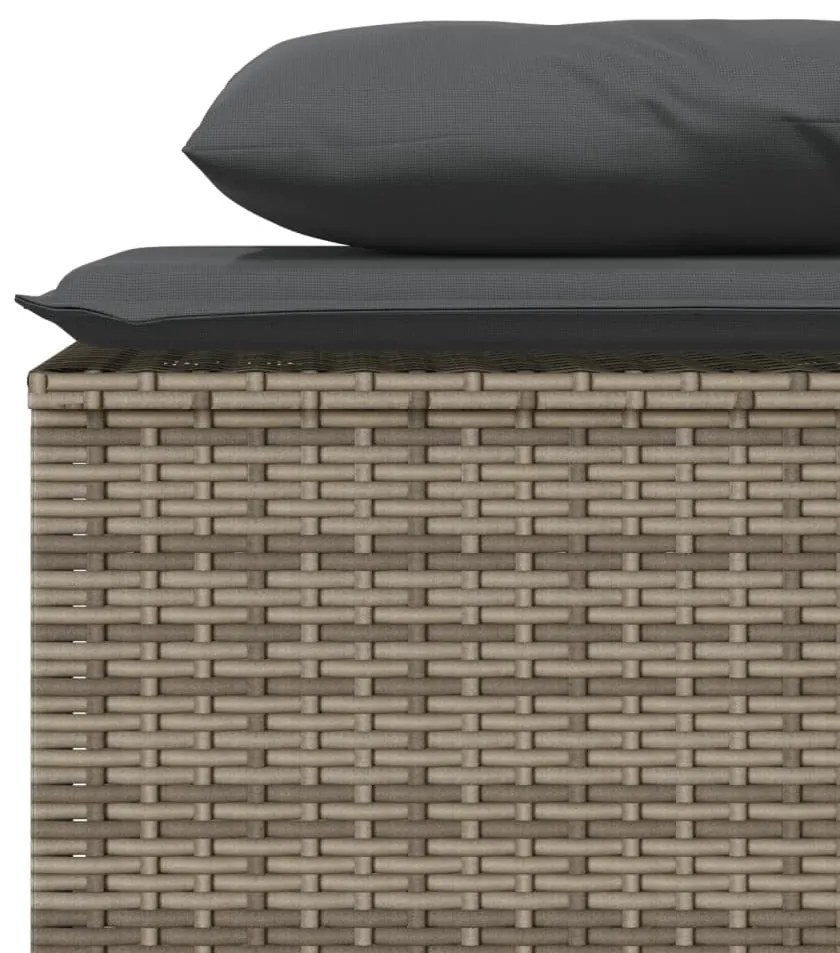 3 pcs conjunto de jantar p/ jardim c/ almofadões vime PE cinza