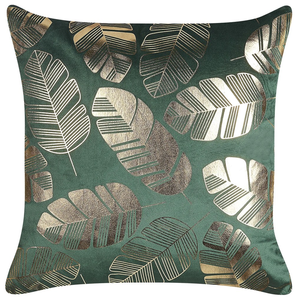 Conjunto de 2 almofadas decorativas veludo verde e dourado 45 x 45 cm SUNFLOWER Beliani
