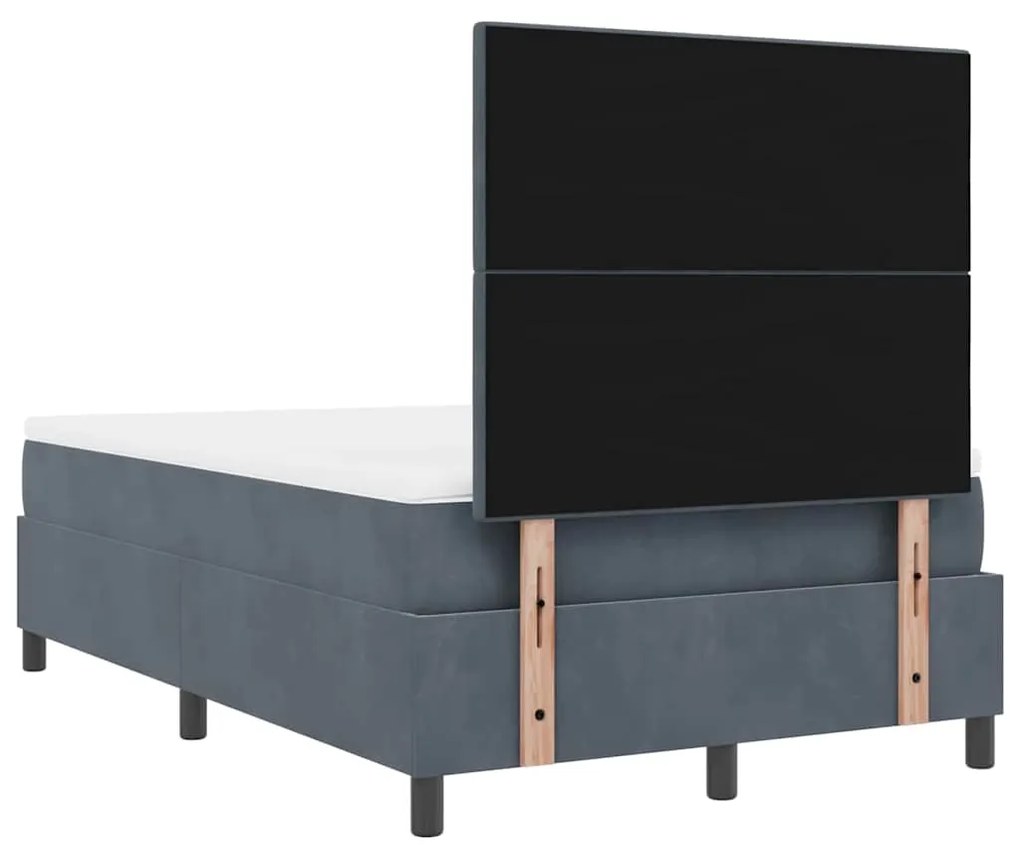 Cama Box com Colchão e LED VidaXL Cinza Escuro 120x190 cm Veludo