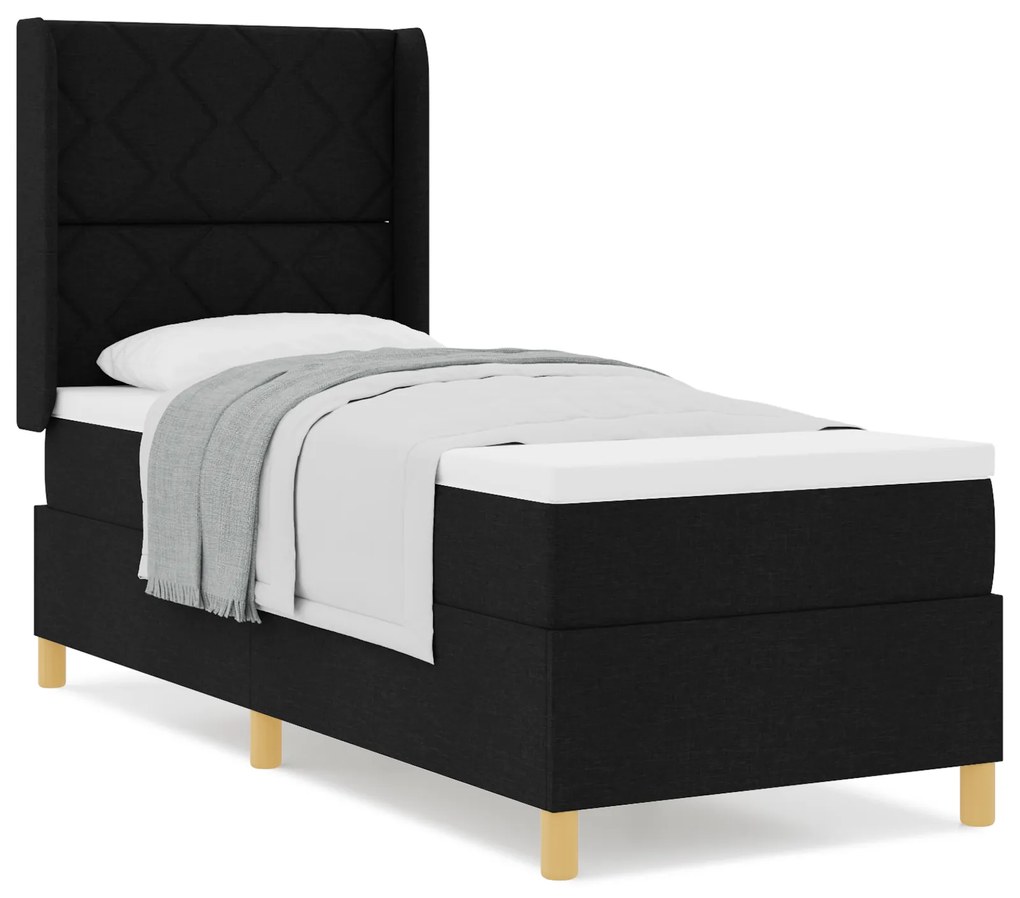 Cama Box com Colchão vidaXL Preto 80x200 cm Tecido