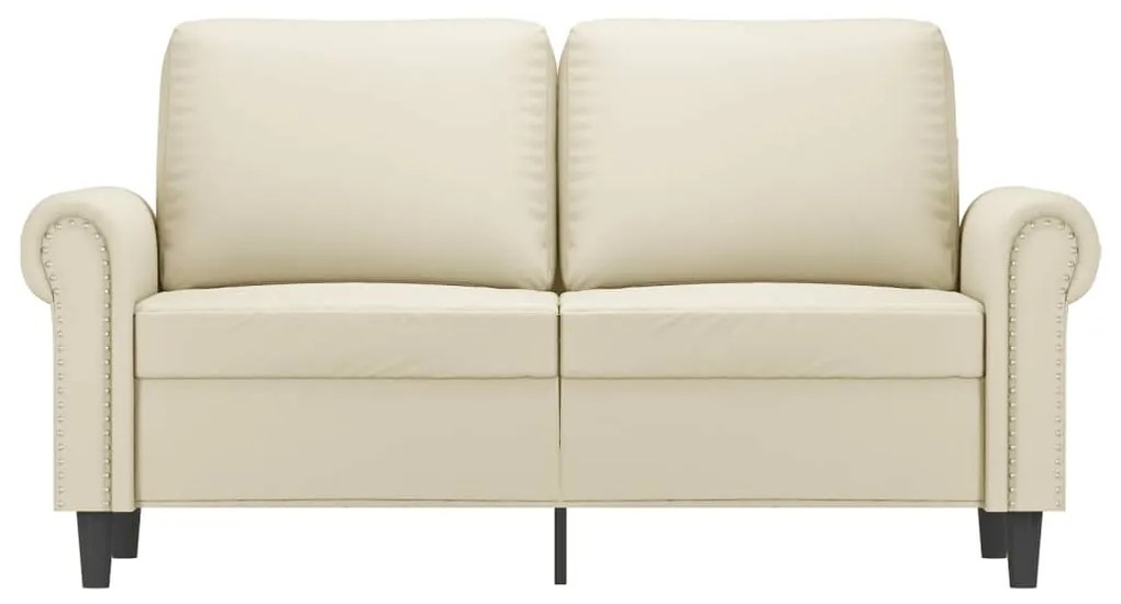 Sofá de 2 lugares 120 cm couro artificial cor creme