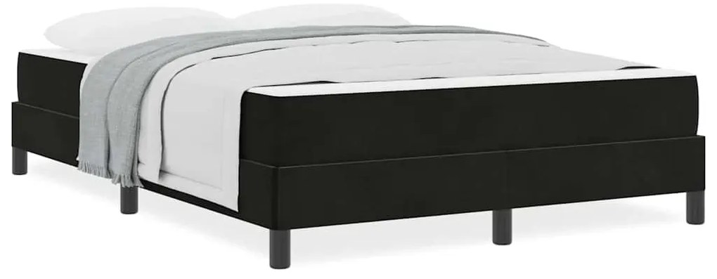 Cama box spring com colchão Preto 140 x 190 cm Veludo