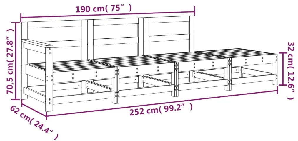 4 pcs conjunto lounge de jardim pinho maciço castanho-mel