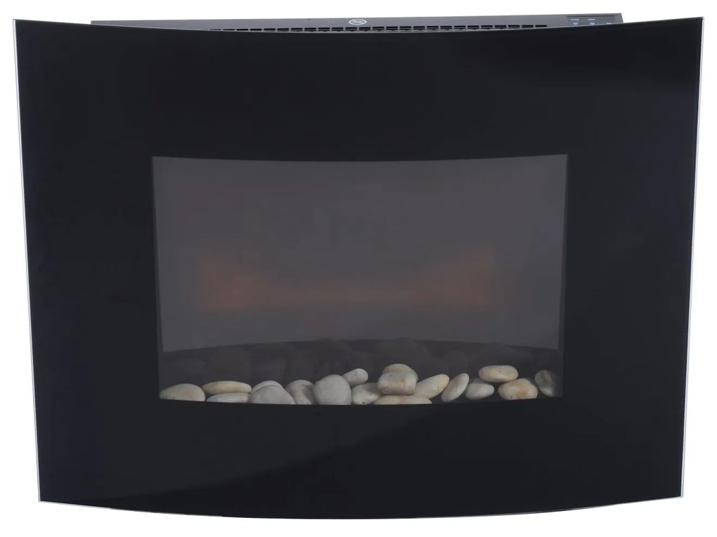 Lareira Elétrica Suspensa/Parede - Preto - 65x11,4x52 cm - Vidro Tempe