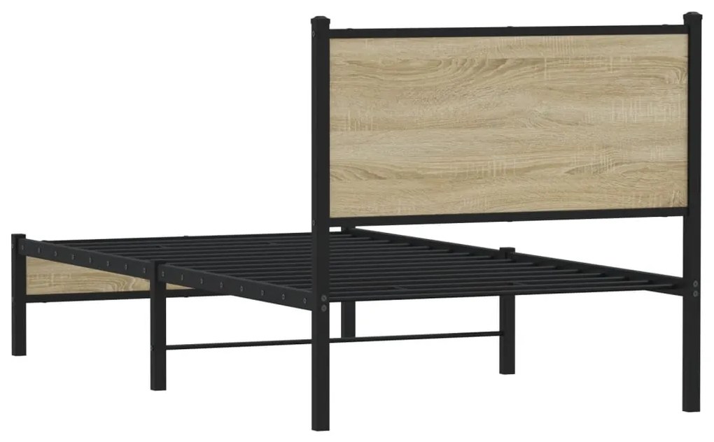 Estrutura de cama sem colchão 90x200 cm metal carvalho sonoma
