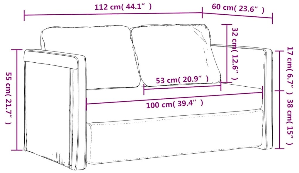 Sofá-cama sem pés 112x174x55 cm tecido cinza-acastanhado