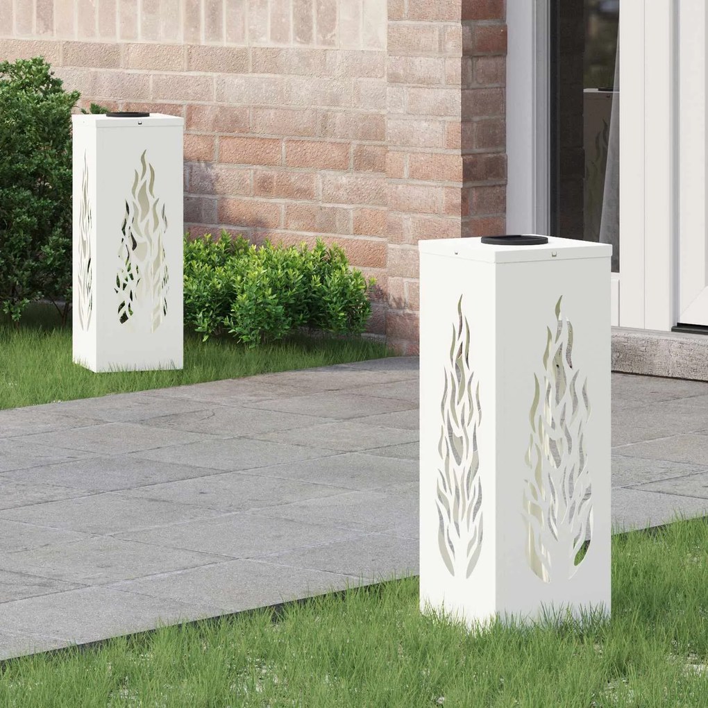 vidaXL Luz Solar LED de Caminho 2 pcs Branco Aço Laminado a Frio