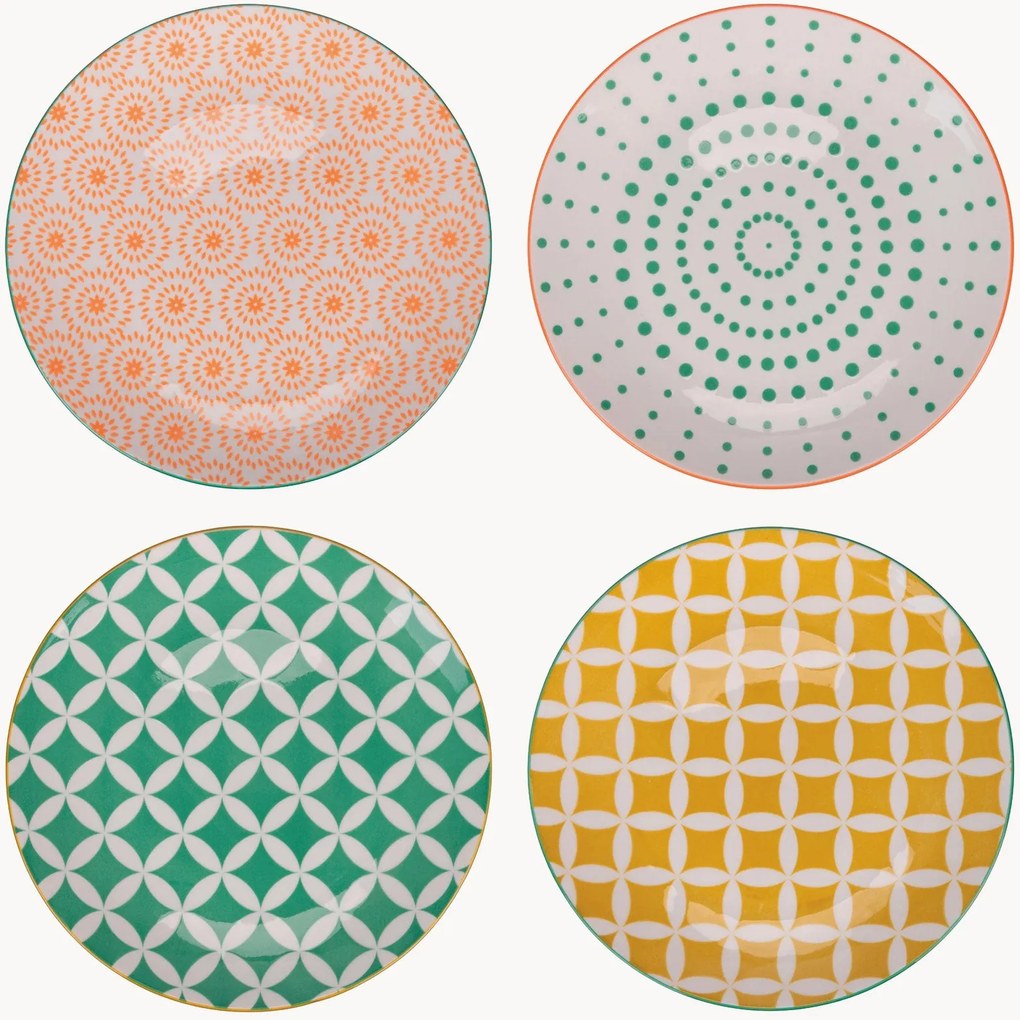 Pratos de sobremesa variados de porcelana Confusion, conjunto de 4