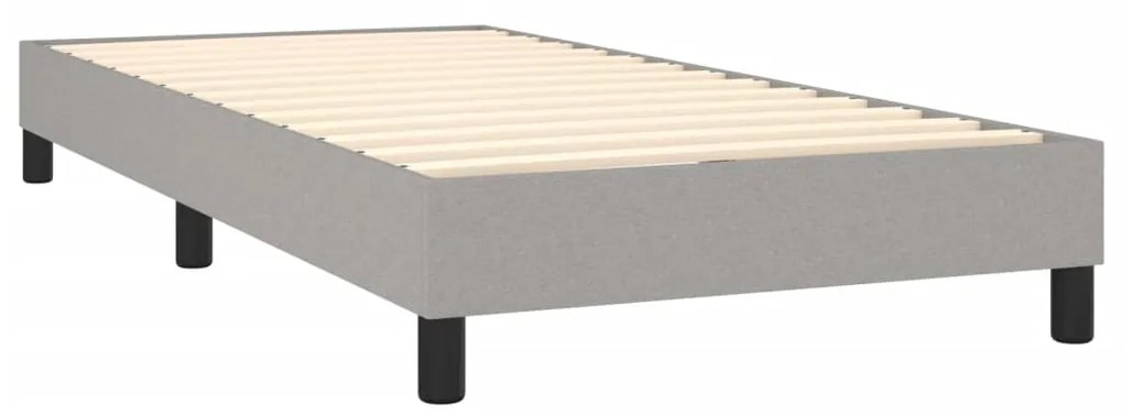 Cama box spring c/ colchão e LED 80x200 cm tecido cinza-claro