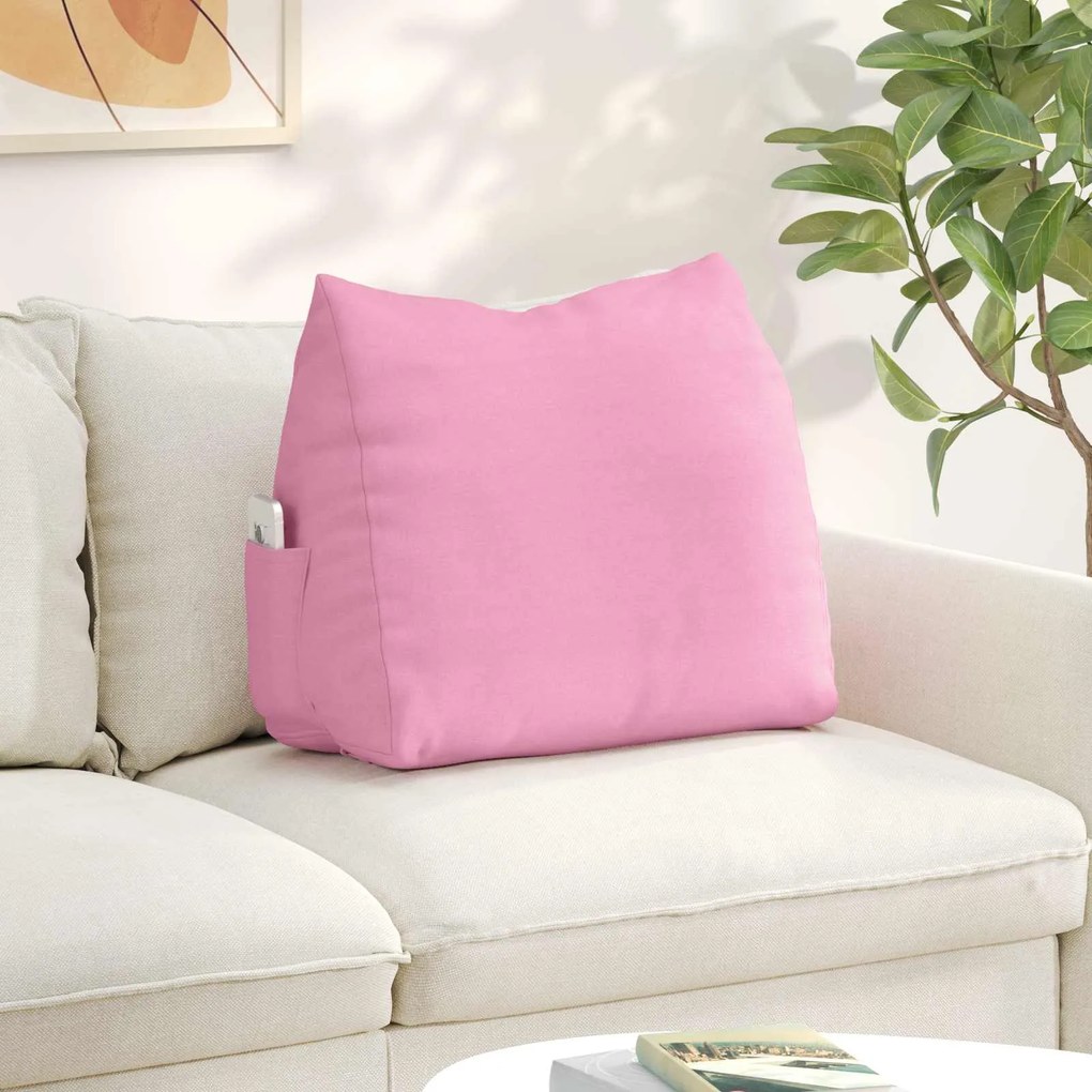 vidaXL Travesseiro para Costas Rosa 60 x 20 x 50 cm tecido