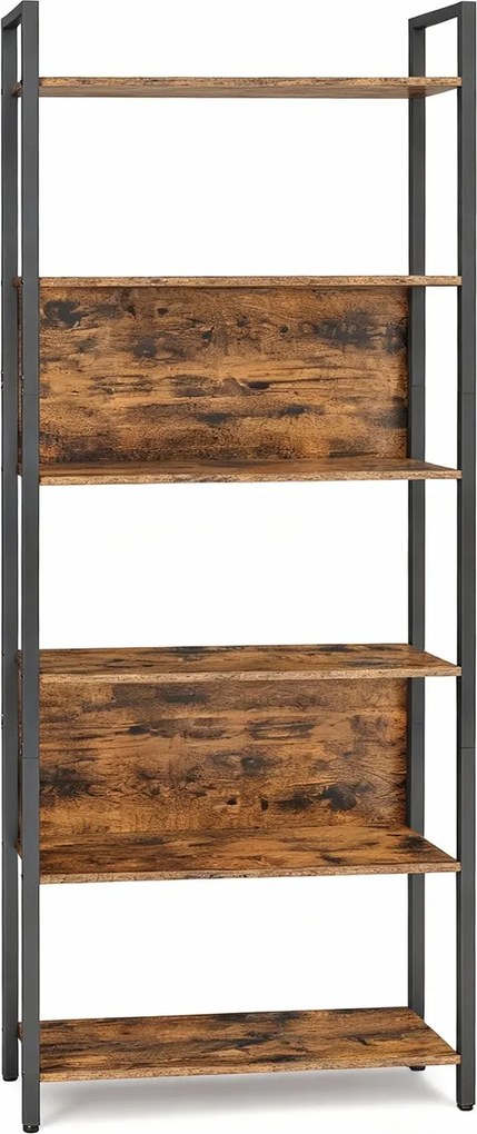 Estante para livros com 6 prateleiras, estante de arrumação 60 x 24 x 186 cm castanho-preto