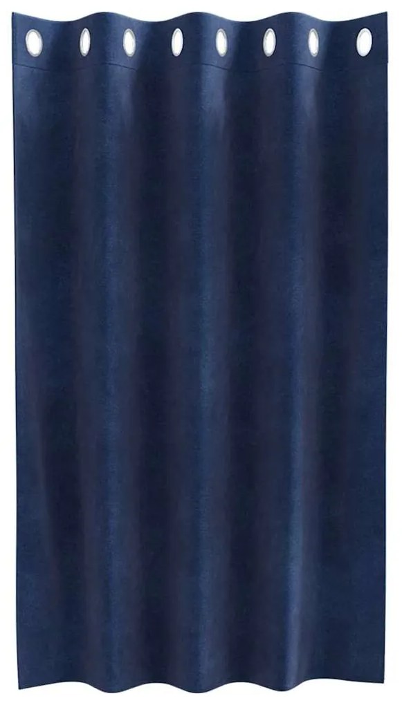 Cortinas Blackout vidaXL com Ilhós 2 pcs Veludo Azul Escuro