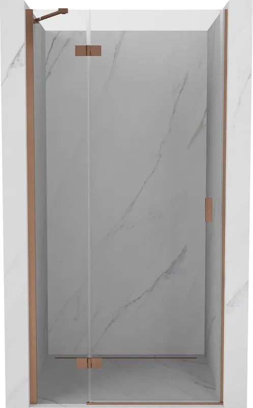 Mexen Mist-H porta de chuveiro de abrir à esquerda 115 cm, transparente, cobre escovado - 8A5-115-000-65-00-L