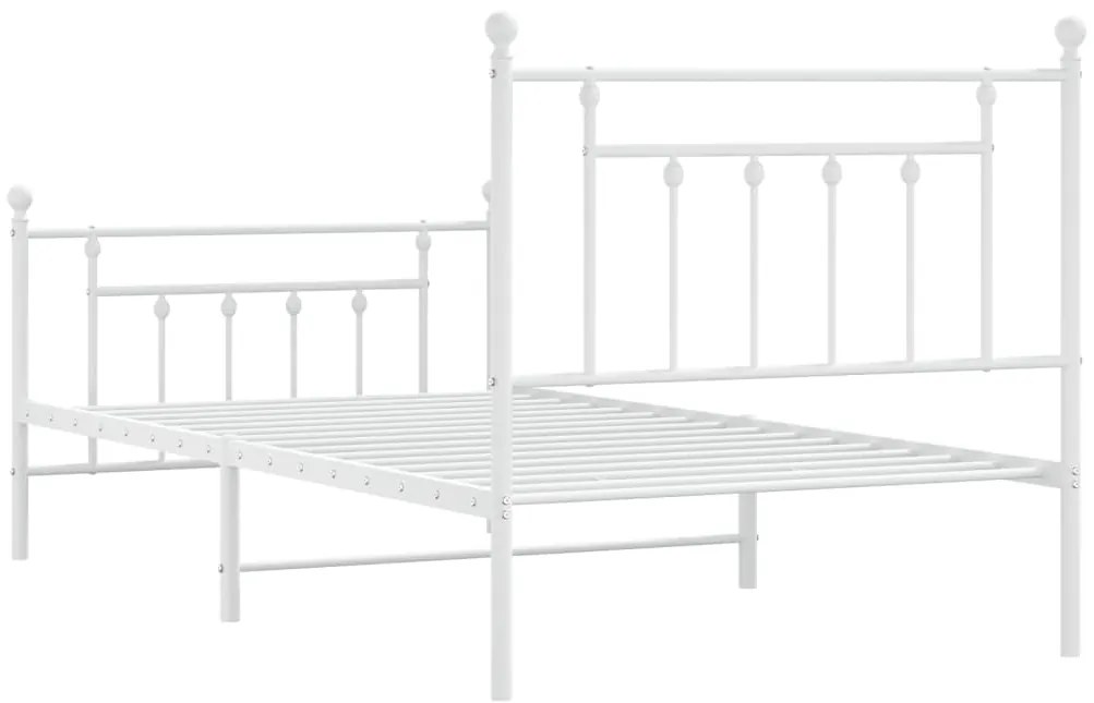 Estrutura de cama com cabeceira e pés 100x190 cm metal branco