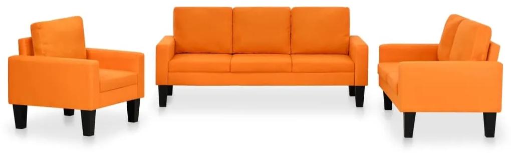 Conjunto de sofás 3 pcs tecido laranja