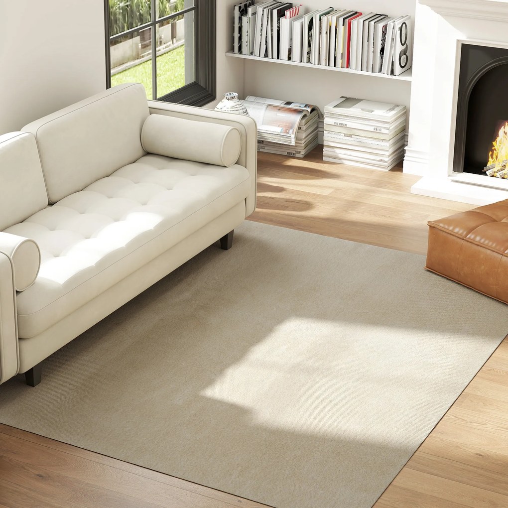Tapete para Sala de Estar 230x160 cm Tapete Lavável à Máquina Pelo Longo Macio Estilo Moderno Creme