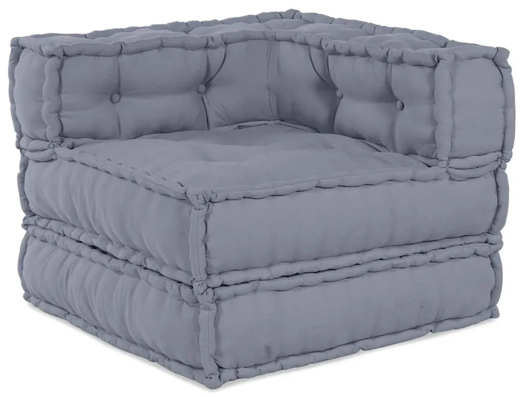 Puffs Modulares - Conjunto de 2 em Tecido Cinza