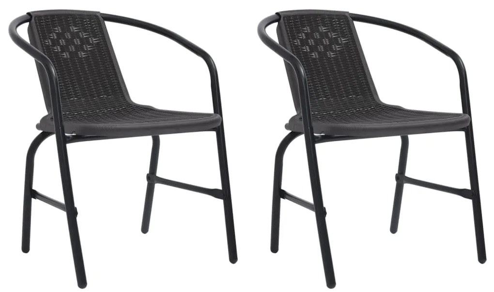Cadeiras de jardim 2 pcs vime plástico e aço 110 kg