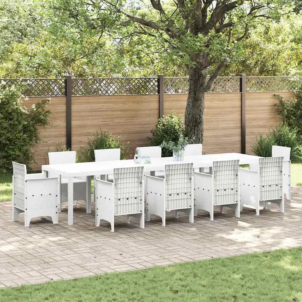 vidaXL Mesa de Jantar para Jardim Branco 350 x 100 x 73 cm vime PE