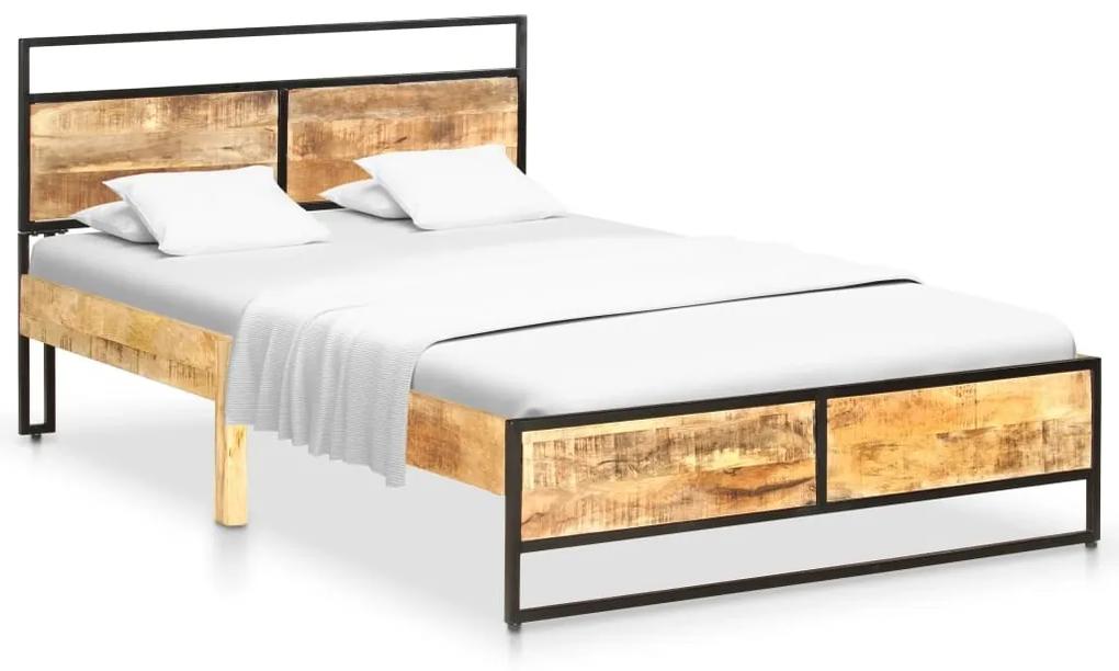 Estrutura de cama 120x200 cm madeira de mangueira áspera maciça