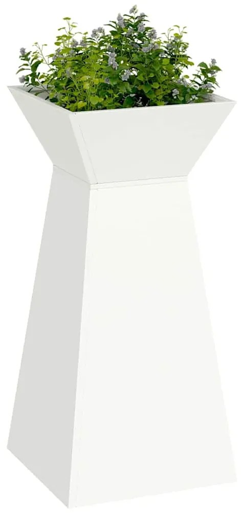 Vaso de Jardim em Pilar com Tigela Branca 35x35x73 cm - , feito de aço