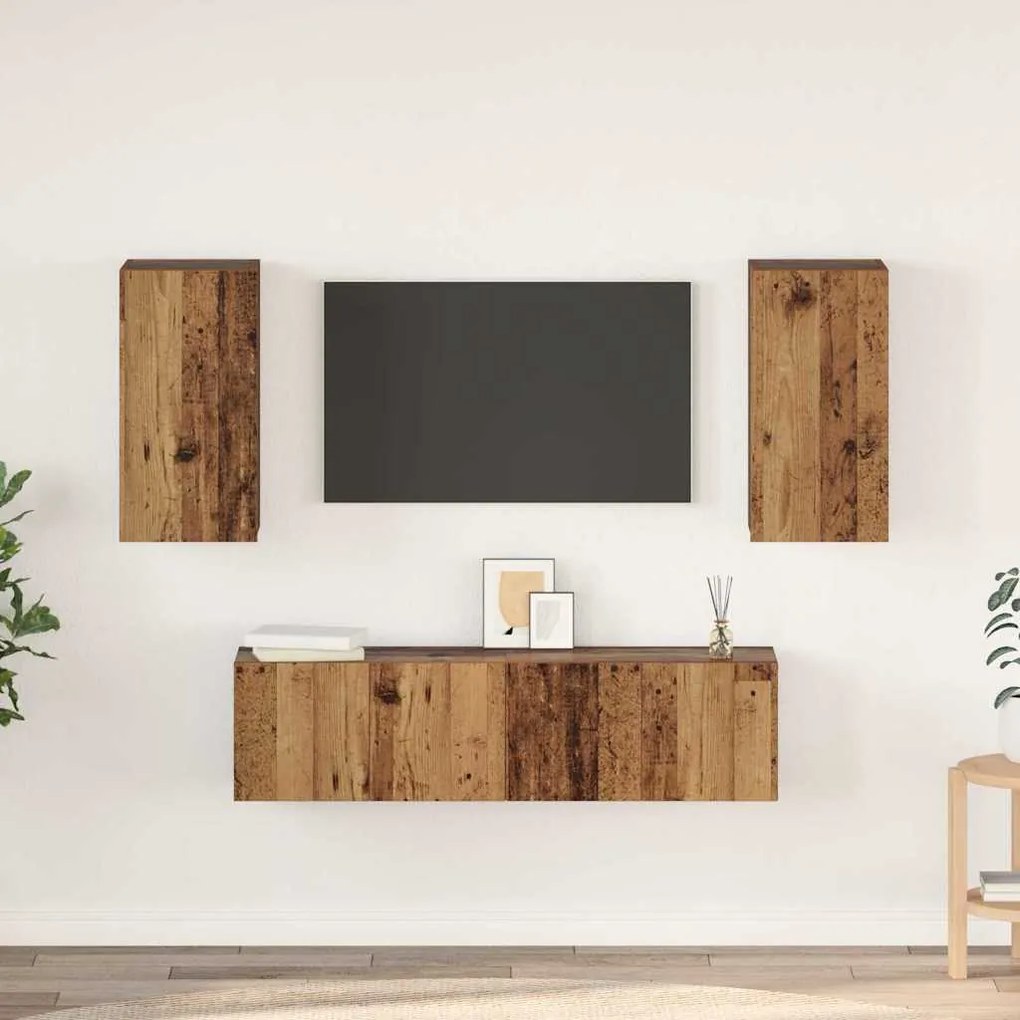 Conjunto de móvel de TV 4 pcs Madeira antiga 60 x 30 x 30 cm
