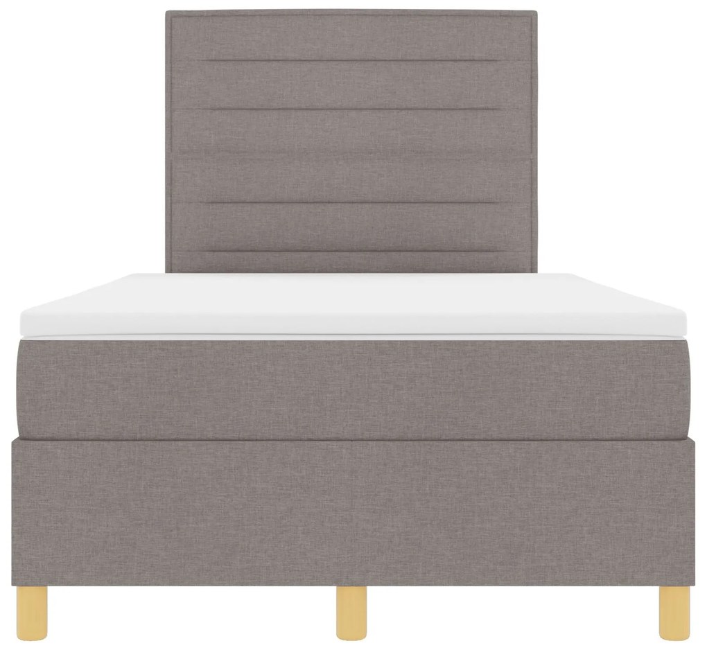 Cama Box Spring com Colchão e LED Taupe 120x200 cm Tecido