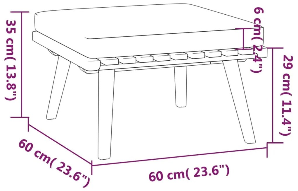 6 pcs conjunto lounge de jardim com almofadões acácia maciça
