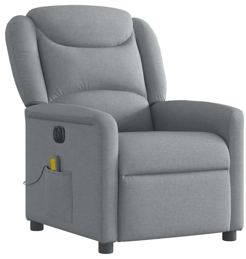 Poltrona de massagens reclinável elétrica tecido cinzento-claro