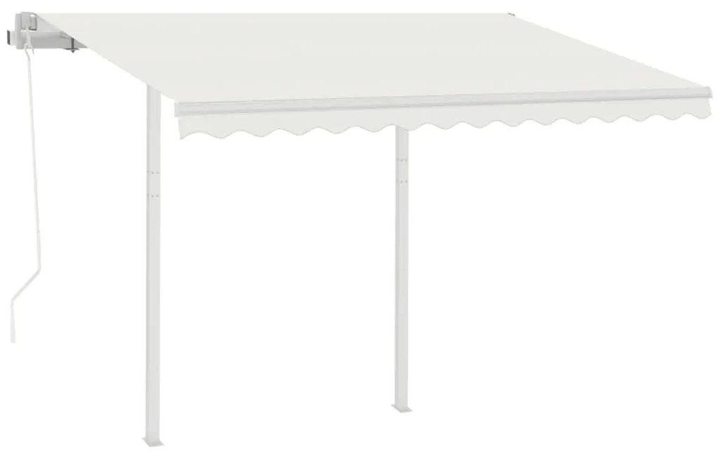 Toldo retrátil automático com postes 3,5x2,5 m cor creme