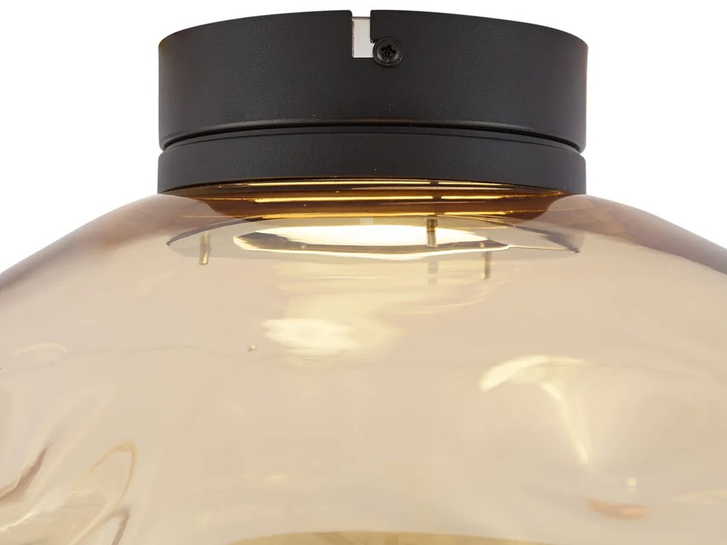 Plafon de design preto com vidro âmbar - Gemma Design