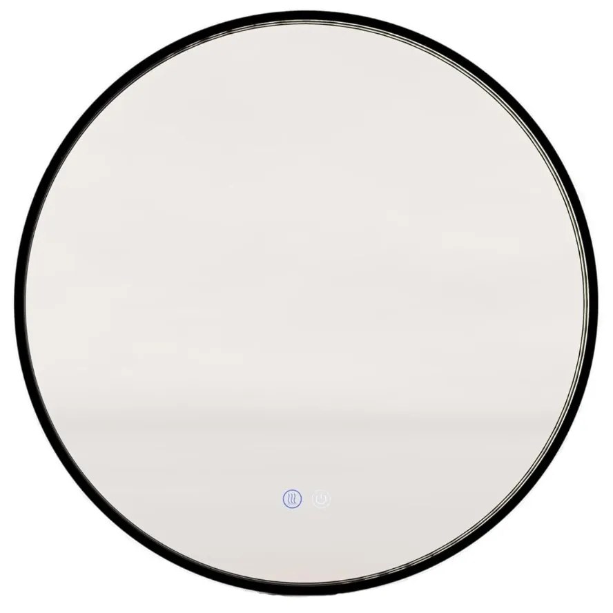 Espelho de banho redondo antiembaciamento LED 60 x 60 cm com função de memória Moldura de alumínio Preto