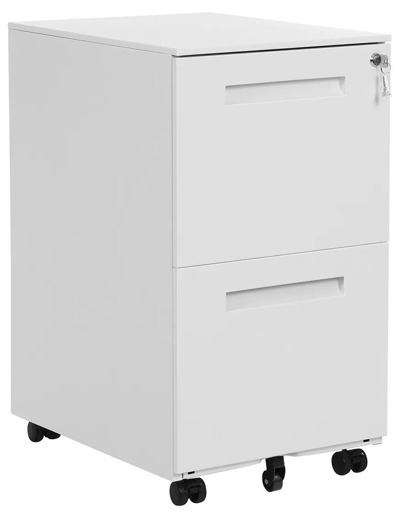 Armário de arquivo móvel SONGMICS, com 2 gavetas, fechadura, para documentos de escritório, pastas suspensas, pré-montado, 39 x 45 x 69,5 cm (C x L x A), branco OFC052W01