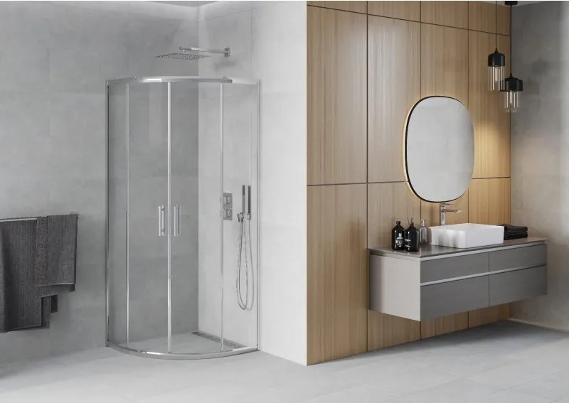 Mexen Rio cabine de duche semicircular 70 x 70 cm, transparente, cromada - 863-070-070-01-00