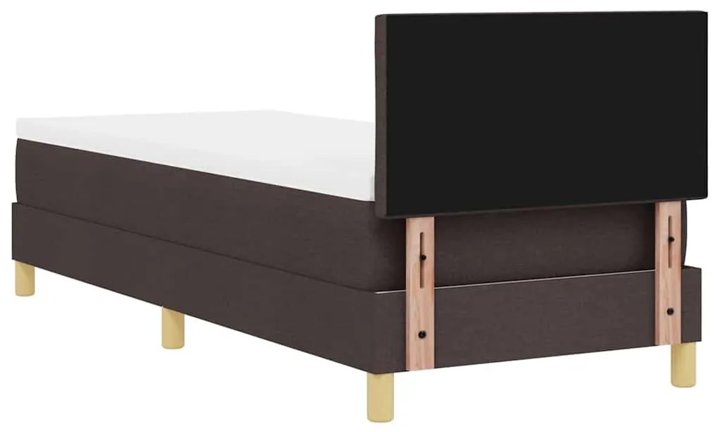 Cama Box Spring com Colchão Castanho Escuro 80x200 cm Tecido