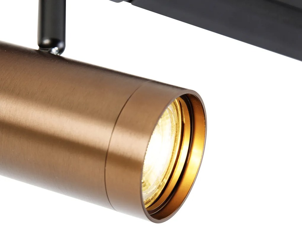 Sistema de calhas moderno monofásico com 4 focos bronze escuro - Jeana Moderno