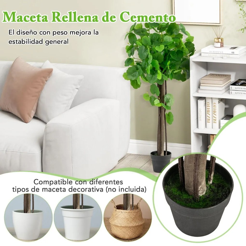 Árvore de cidreira artificial 110 CM em vaso com tronco de madeira real Ramos ajustáveis Planta de chão Decoração de interiores Verde