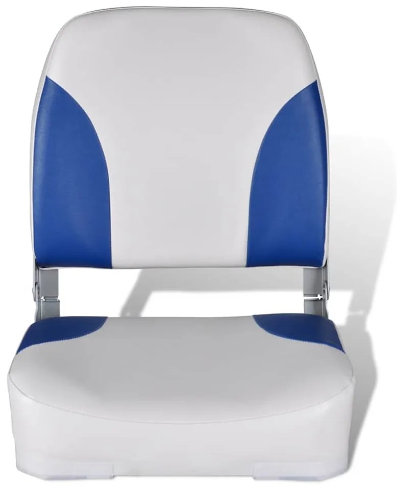 Assentos barco 2 pcs encosto dobrável azul/branco 41x36x48 cm
