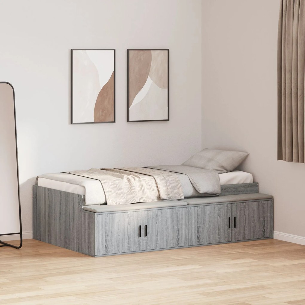 Cama de Armazenamento Cinza Sonoma 80x200 cm