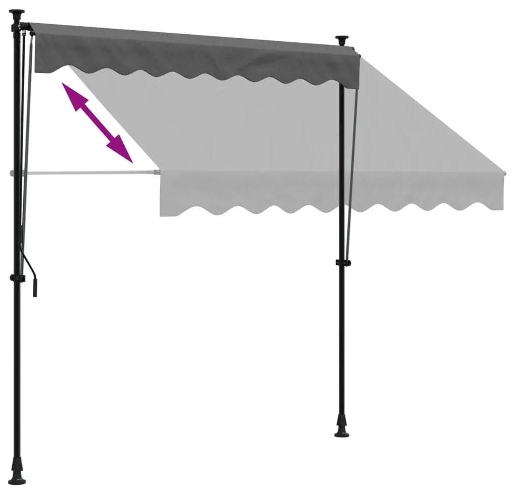 Toldo retrátil 200x150 cm tecido e aço antracite