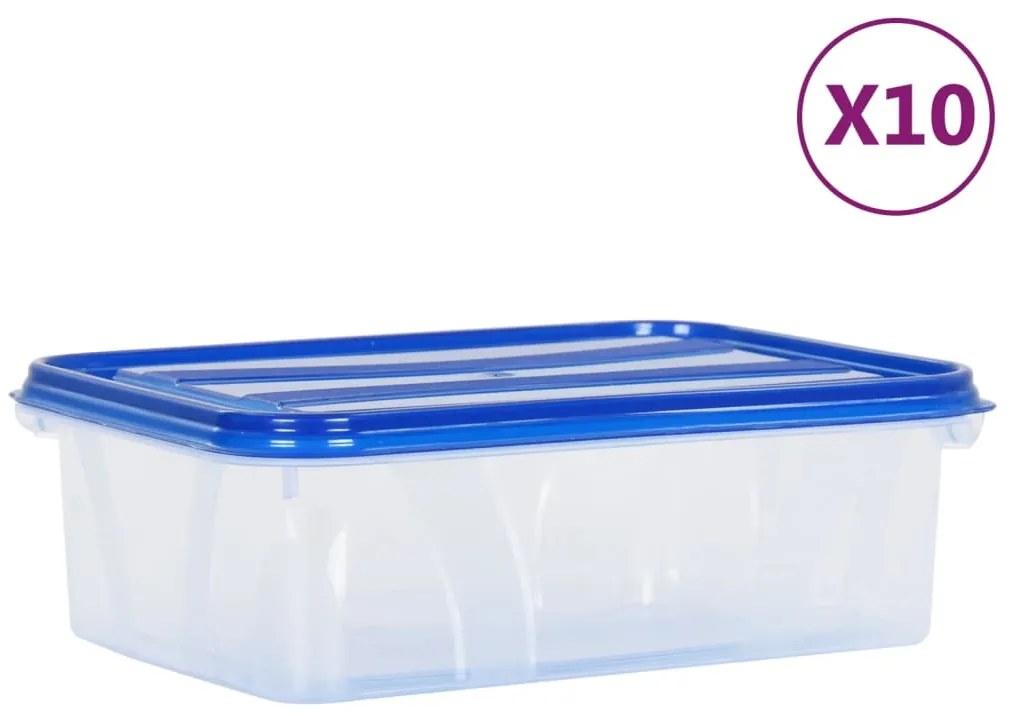 vidaXL Recipientes para alimentos com tampas 10 pcs PP
