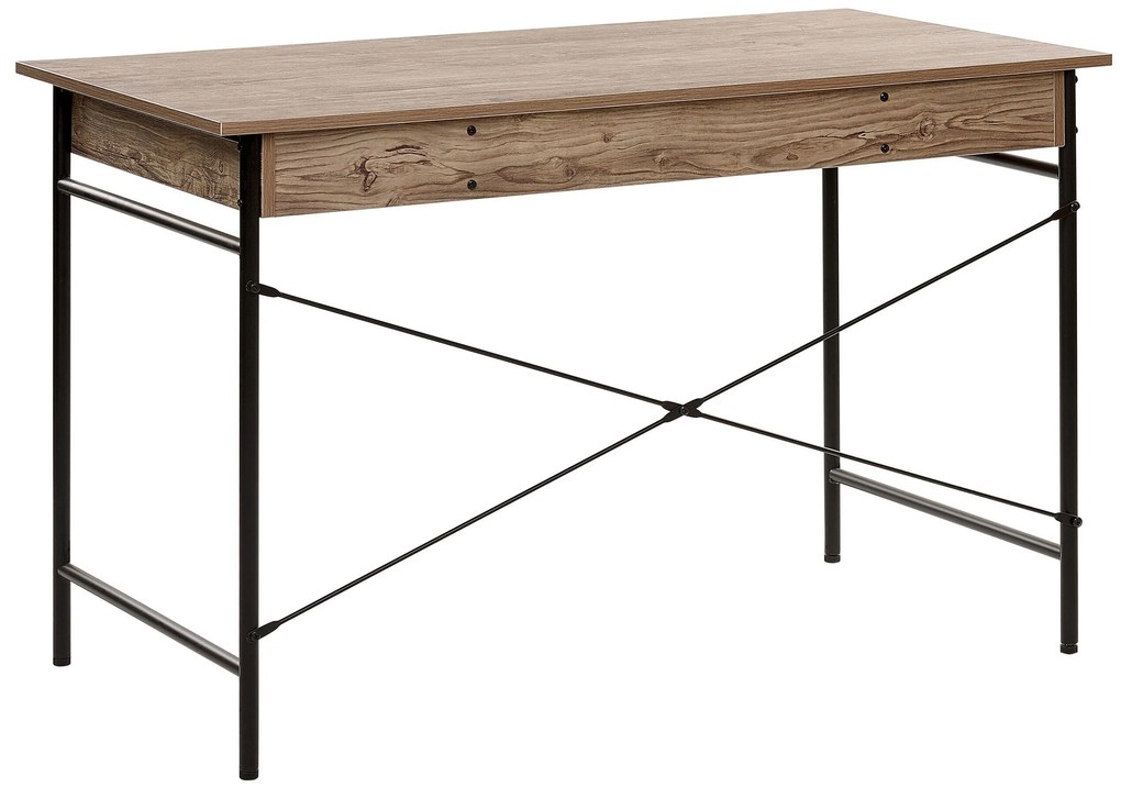 Secretária em castanho escuro e preto com 1 gaveta 120 x 60 cm CASCO Beliani