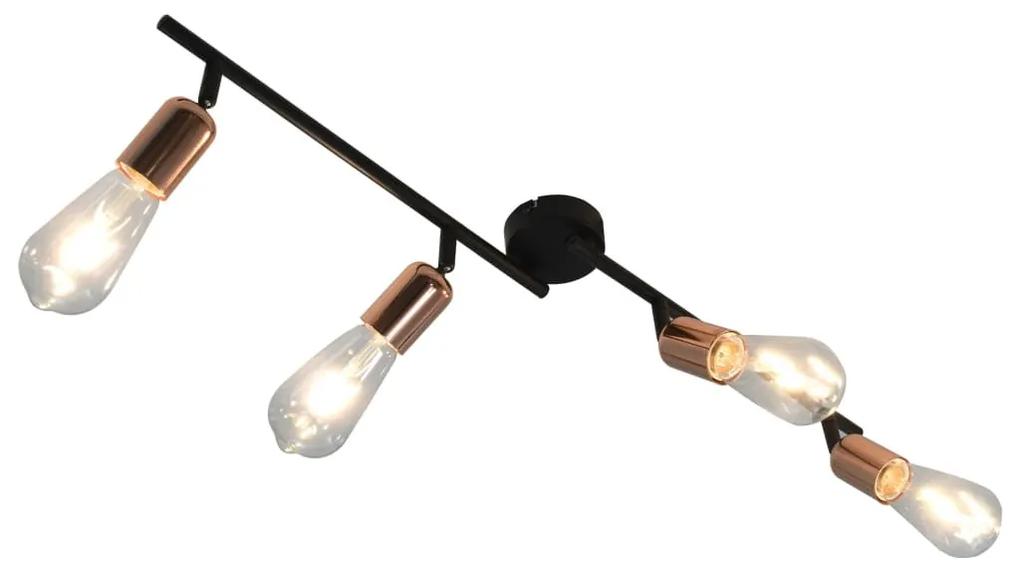 Candeeiro teto c/ 4 lâmpadas incandesc. 60cm 2W preto/cobre E27