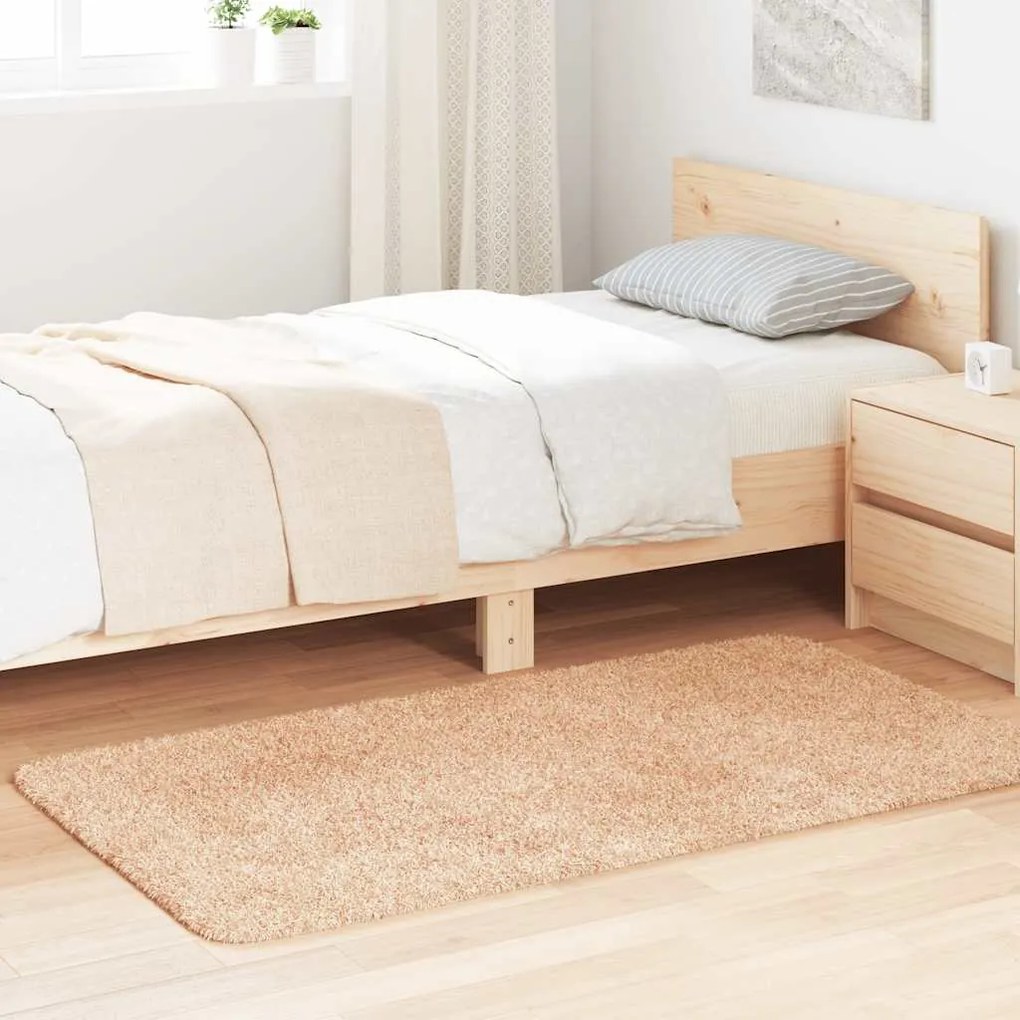 vidaXL Tapete shaggy de pelo alto NAVARRA 80x150 cm poliéster bege